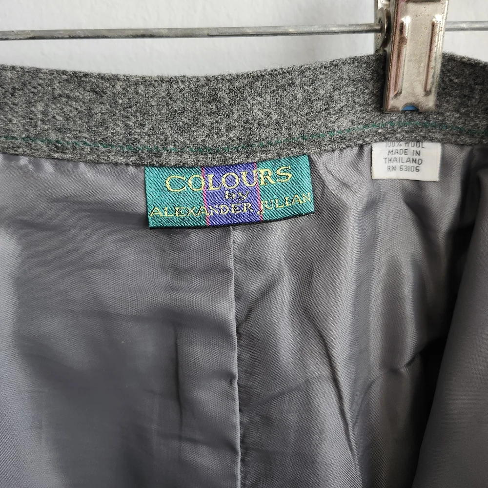 Vintage 90s Colours by Alexander Julian Maxi Skirt Grey 8 All Wool Quiet Luxury
